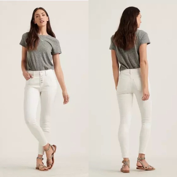 NEW Lucky Brand White Skinny Button Fly Jeans 00/24A - Picture 1 of 10